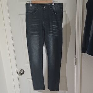 Men's Vintage Genes 1891Black Jeans 32x32 (Fits 34) Slim Fit Straight Dark Color